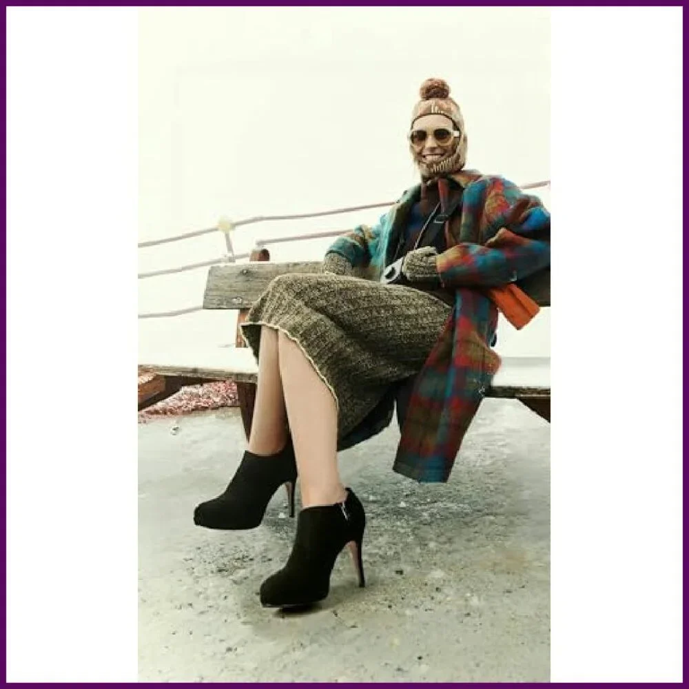 Women's Platform Stiletto Ankle Boots High Heel Winter Dress Shoes - Picture 3 of 8